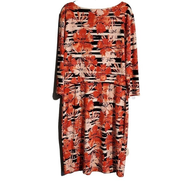 Ann Taylor Womens Dress Medium Floral Red Black Midi Pleated Cinch Waist - Picture 2 of 6